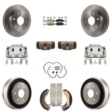 Front Rear Brake Caliper Rotors Drum Ceramic Pad Shoe Cylinder & Hardware Kit (11Pc) For KC8-101659N