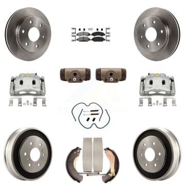 Front Rear Disc Brake Caliper Rotors Drum Semi-Metallic Pad Shoe Cylinder Kit (11Pc) For KC8-101661N