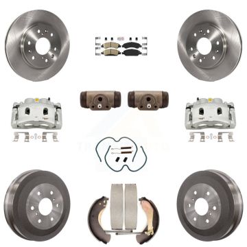 Front Rear Brake Caliper Rotors Drum Ceramic Pad Shoe Cylinder & Hardware Kit (11Pc) For KC8-101665N