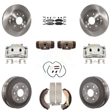 Front Rear Brake Caliper Rotors Drum Semi-Metallic Pad Shoe Cylinder Kit (11Pc) For 1500 KC8-101667N