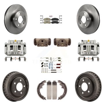 Front Rear Brake Caliper Rotors Drum Ceramic Pad Shoe Cylinder & Hardware Kit (11Pc) For KC8-101674N