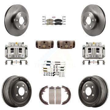Front Rear Brake Caliper Rotors Drum Ceramic Pad Shoe Cylinder & Hardware Kit (11Pc) For KC8-101676N