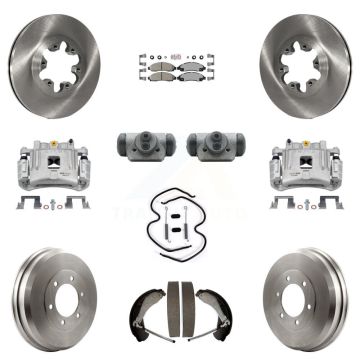 Front Rear Brake Caliper Rotors Drum Ceramic Pad Shoe Cylinder & Hardware Kit (11Pc) For KC8-101681N