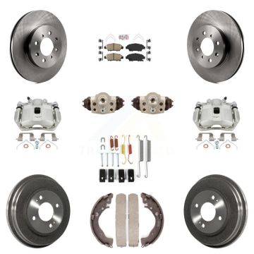 Front Rear Brake Caliper Rotors Drum Ceramic Pad Shoe Cylinder & Hardware Kit (11Pc) For KC8-101696N