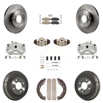 Front Rear Brake Caliper Rotors Drum Ceramic Pad Shoe Cylinder & Hardware Kit (11Pc) For KC8-101697N