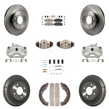 Front Rear Brake Caliper Rotors Drum Ceramic Pad Shoe Cylinder & Hardware Kit (11Pc) For KC8-101698N