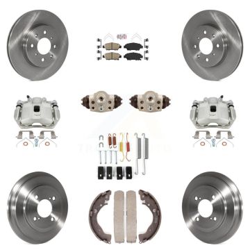 Front Rear Brake Caliper Rotors Drum Ceramic Pad Shoe Cylinder & Hardware Kit (11Pc) For KC8-101701N