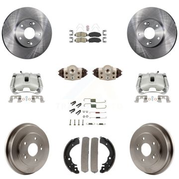 Front Rear Brake Caliper Rotors Drum Ceramic Pad Shoe Cylinder & Hardware Kit (11Pc) For KC8-101705N
