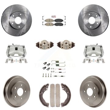 Front Rear Brake Caliper Rotors Drum Ceramic Pad Shoe Cylinder & Hardware Kit (11Pc) For KC8-101707N