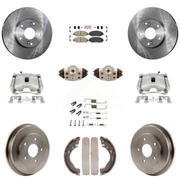 Front Rear Brake Caliper Rotors Drum Ceramic Pad Shoe Cylinder & Hardware Kit (11Pc) For KC8-101708N