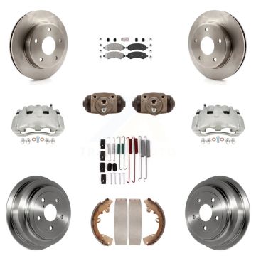 Front Rear Brake Caliper Rotor Drum Semi-Metallic Pad Shoe Cylinder Kit (11Pc) For Dodge KC8-101709N