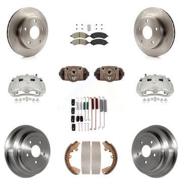 Front Rear Brake Caliper Rotor Drum Semi-Metallic Pad Shoe Cylinder Kit (11Pc) For Dodge KC8-101711N