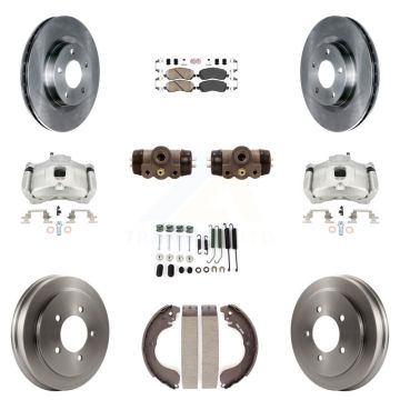 Front Rear Brake Caliper Rotors Drum Ceramic Pad Shoe Cylinder & Hardware Kit (11Pc) For KC8-101717N