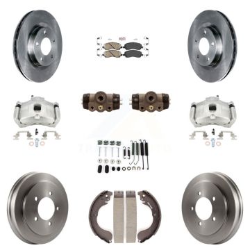 Front Rear Brake Caliper Rotors Drum Ceramic Pad Shoe Cylinder & Hardware Kit (11Pc) For KC8-101718N