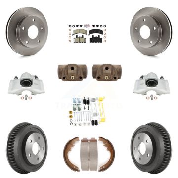 Front Rear Disc Brake Caliper Rotors Drum Semi-Metallic Pad Shoe Cylinder Kit (11Pc) For KC8-101721N