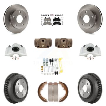 Front Rear Disc Brake Caliper Rotors Drum Semi-Metallic Pad Shoe Cylinder Kit (11Pc) For KC8-101722N