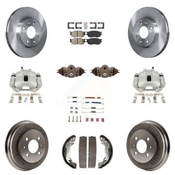 Front Rear Disc Brake Caliper Rotors Drum Semi-Metallic Pad Shoe Cylinder Kit (11Pc) For KC8-101731N