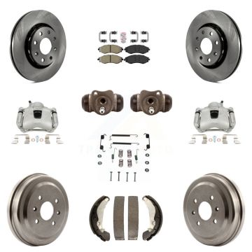 Front Rear Brake Caliper Rotors Drum Semi-Metallic Pad Shoe Cylinder Kit (11Pc) For Aveo KC8-101736N