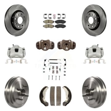 Front Rear Brake Caliper Rotors Drum Semi-Metallic Pad Shoe Cylinder Kit (11Pc) For Aveo KC8-101737N