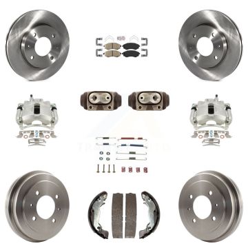 Front Rear Brake Caliper Rotors Drum Ceramic Pad Shoe Cylinder & Hardware Kit (11Pc) For KC8-101744N