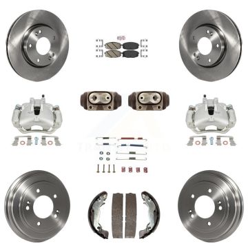 Front Rear Brake Caliper Rotors Drum Ceramic Pad Shoe Cylinder & Hardware Kit (11Pc) For KC8-101747N