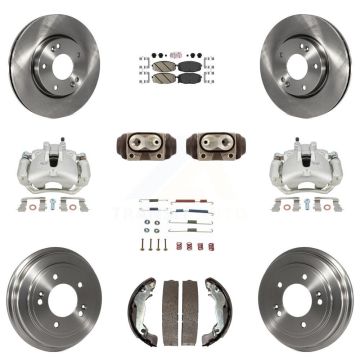 Front Rear Brake Caliper Rotors Drum Ceramic Pad Shoe Cylinder & Hardware Kit (11Pc) For KC8-101748N