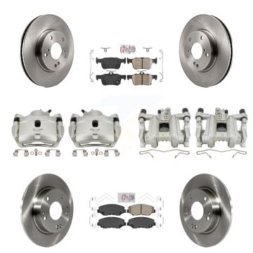 Front Rear Disc Brake Caliper Rotors And Ceramic Pads Kit (10Pc) For Honda Civic KC8-101797N