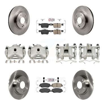 Front Rear Disc Brake Caliper Rotors And Ceramic Pads Kit (10Pc) For Honda Civic KC8-101798N