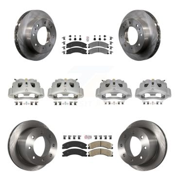 Front Rear Disc Brake Caliper Rotors & Ameribrakes Pad Kit (10Pc) For GMC Sierra 3500 HD KC8-101802N