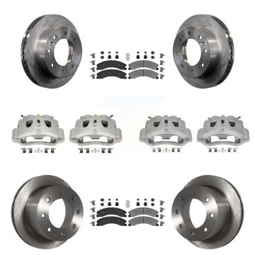 Front Rear Disc Brake Caliper Rotors Semi-Metallic Pad Kit (10Pc) For GMC Sierra 3500 HD KC8-101803N