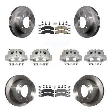 Front Rear Disc Brake Caliper Rotors & Ameribrakes Pad Kit (10Pc) For GMC Sierra 3500 HD KC8-101806N