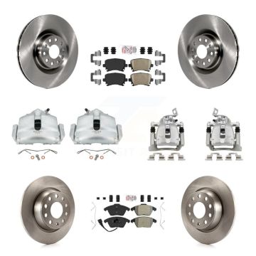 Front Rear Brake Caliper Rotors & Ameribrakes Pad Kit (10Pc) For 2012 Volkswagen CC 2.0L KC8-101876N