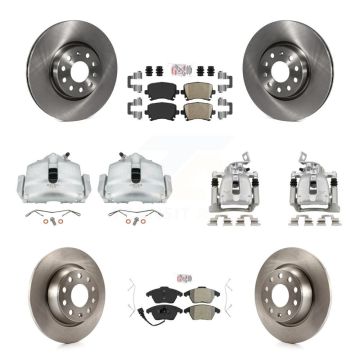 Front Rear Brake Caliper Rotors & Ameribrakes Pad Kit (10Pc) For 2012 Volkswagen CC 2.0L KC8-101879N
