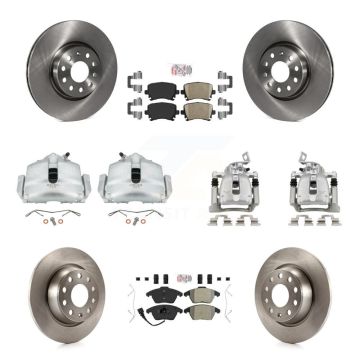 Front Rear Brake Caliper Rotors & Ameribrakes Pad Kit (10Pc) For 2012 Volkswagen CC 2.0L KC8-101882N