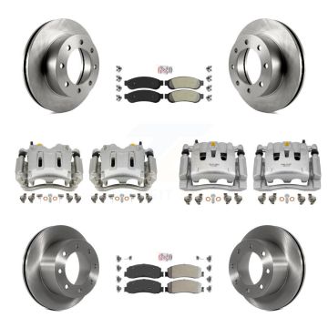 Front Rear Brake Caliper Rotors & Semi-Metallic Pad Kit (10Pc) For Ford F-350 Super Duty KC8-101887N