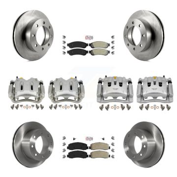 Front Rear Brake Caliper Rotors & Semi-Metallic Pad Kit (10Pc) For Ford F-250 Super Duty KC8-101888N