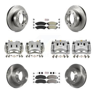 Front Rear Brake Caliper Rotors & Semi-Metallic Pad Kit (10Pc) For Ford F-350 Super Duty KC8-101890N