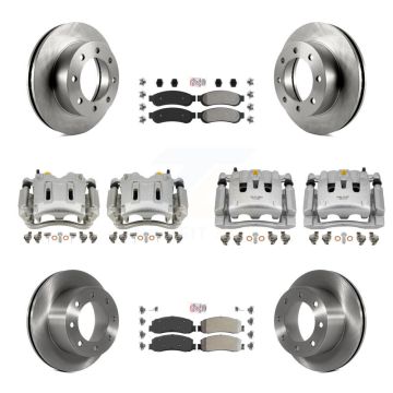 Front Rear Brake Caliper Rotors & Semi-Metallic Pad Kit (10Pc) For Ford F-350 Super Duty KC8-101891N