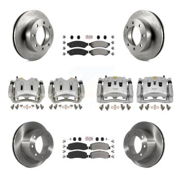Front Rear Brake Caliper Rotors & Semi-Metallic Pad Kit (10Pc) For Ford F-250 Super Duty KC8-101893N