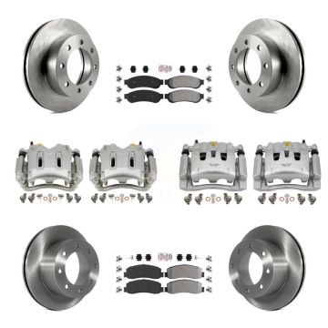 Front Rear Brake Caliper Rotors & Semi-Metallic Pad Kit (10Pc) For Ford F-350 Super Duty KC8-101894N