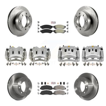 Front Rear Brake Caliper Rotors & Semi-Metallic Pad Kit (10Pc) For Ford F-250 Super Duty KC8-101896N