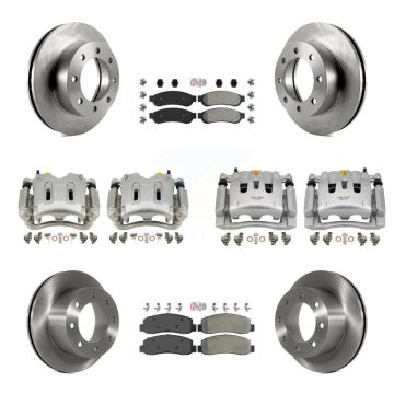 Front Rear Brake Caliper Rotors & Semi-Metallic Pad Kit (10Pc) For Ford F-250 Super Duty KC8-101897N