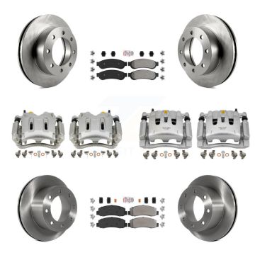Front Rear Brake Caliper Rotors & Semi-Metallic Pad Kit (10Pc) For Ford F-250 Super Duty KC8-101898N