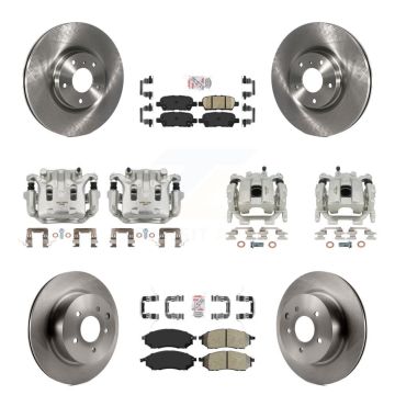 Front Rear Brake Caliper Rotors & Ameribrakes Pad Kit (10Pc) For 2010-2012 INFINITI EX35 KC8-101901N