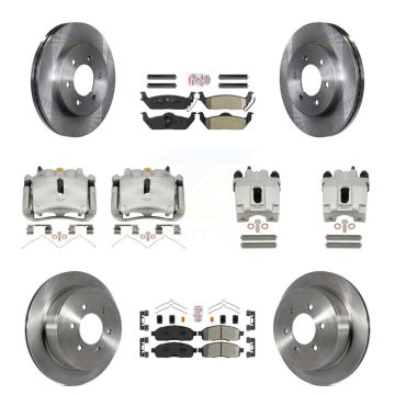 Front Rear Brake Caliper Rotors Semi-Metallic Pad Kit (10Pc) For Ford F-150 Lincoln Mark KC8-101918N