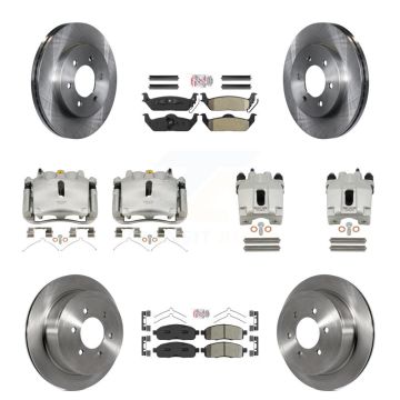 Front Rear Brake Caliper Rotors Semi-Metallic Pad Kit (10Pc) For Ford F-150 Lincoln Mark KC8-101919N
