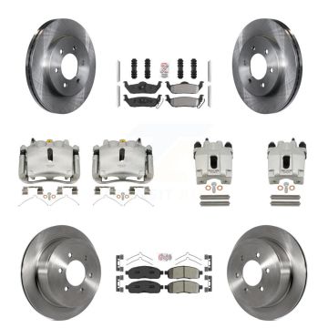 Front Rear Brake Caliper Rotors Semi-Metallic Pad Kit (10Pc) For Ford F-150 Lincoln Mark KC8-101921N