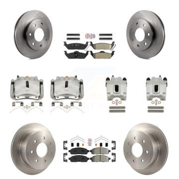 Front Rear Brake Caliper Rotors Semi-Metallic Pad Kit (10Pc) For Ford F-150 Lincoln Mark KC8-101922N