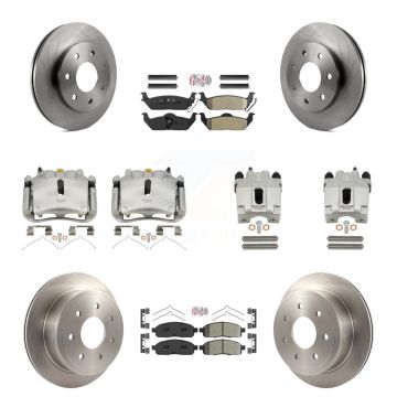 Front Rear Brake Caliper Rotors Semi-Metallic Pad Kit (10Pc) For Ford F-150 Lincoln Mark KC8-101923N