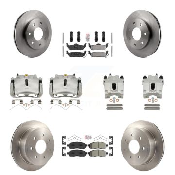 Front Rear Brake Caliper Rotors Semi-Metallic Pad Kit (10Pc) For Ford F-150 Lincoln Mark KC8-101925N